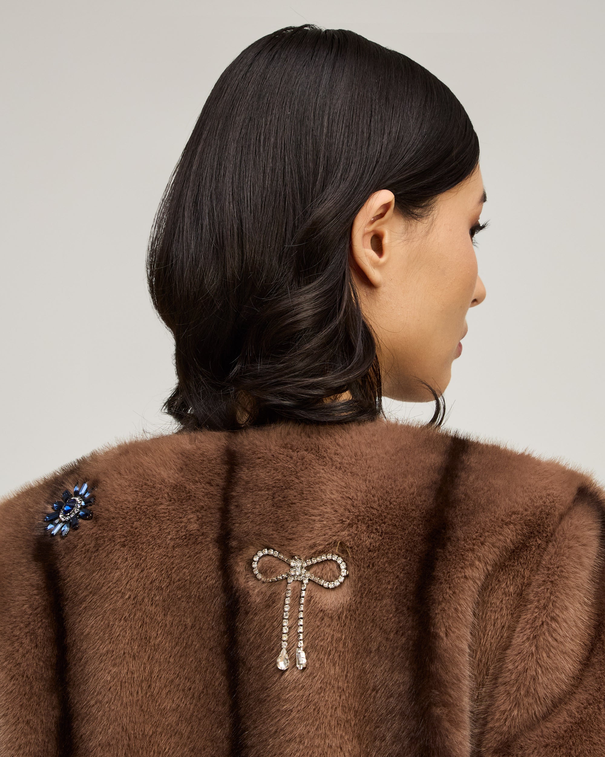Jewel Clusters Faux Mink Benson Coat