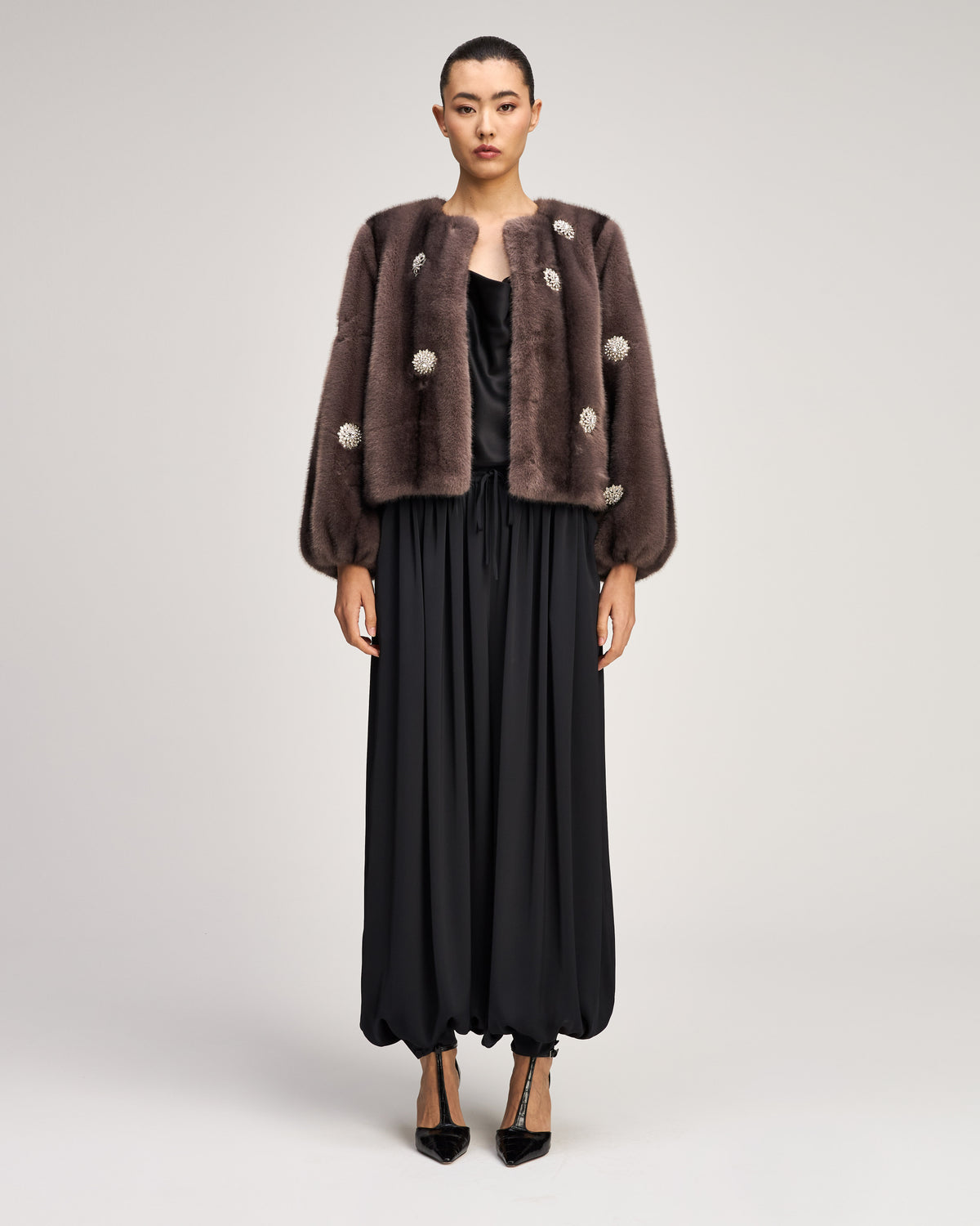 Rhinestone Dahlia Faux Mink Benson Coat