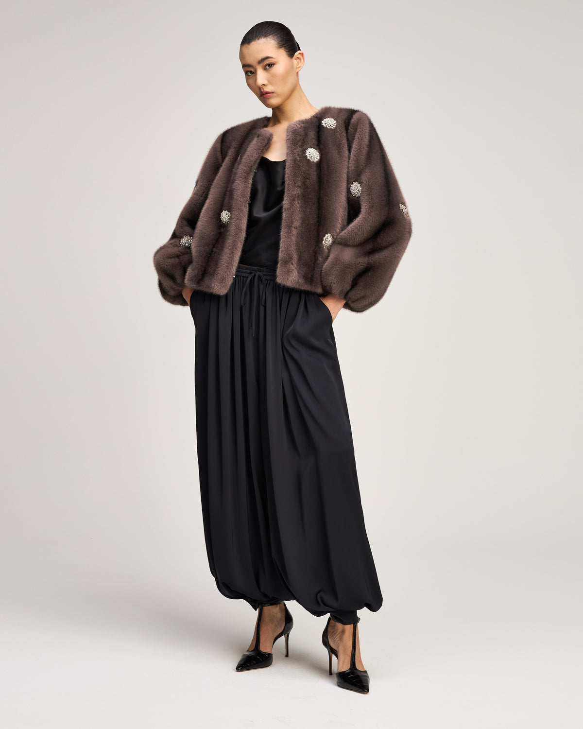 Rhinestone Dahlia Faux Mink Benson Coat