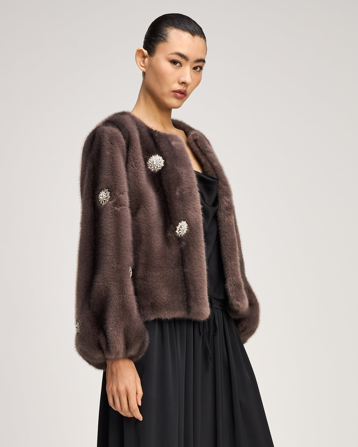 Rhinestone Dahlia Faux Mink Benson Coat