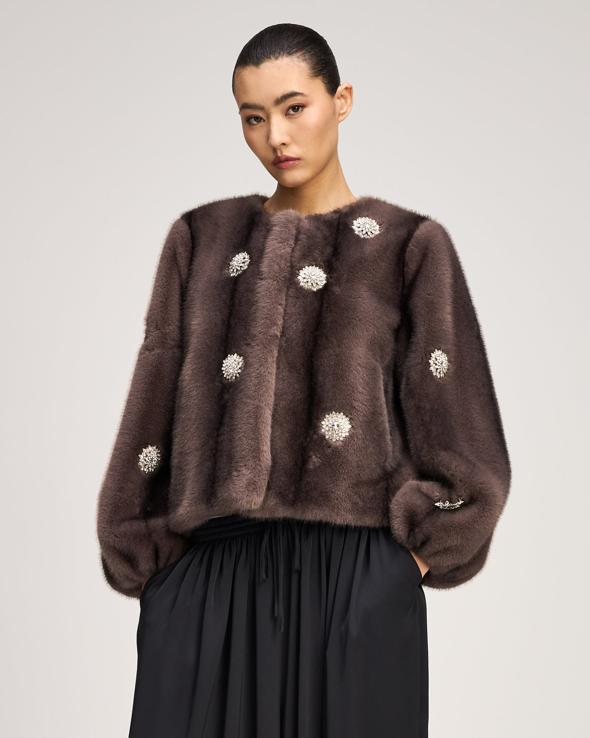 Rhinestone Dahlia Faux Mink Benson Coat