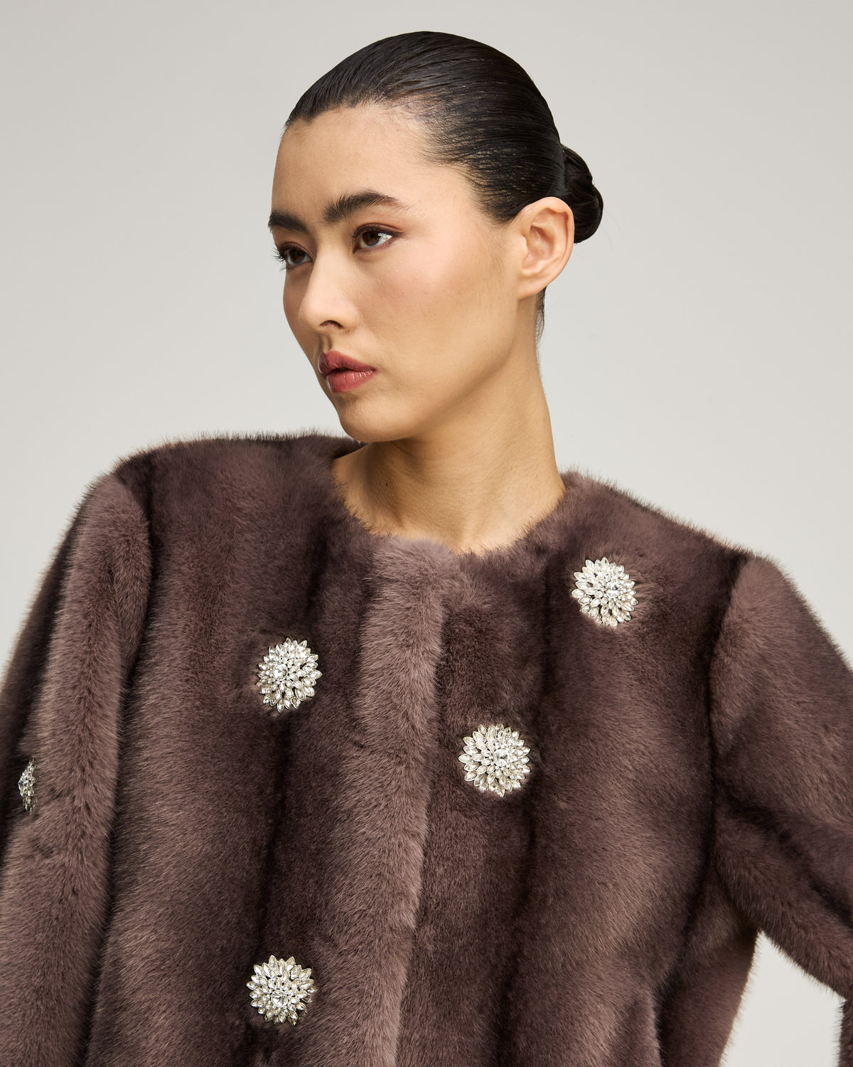Rhinestone Dahlia Faux Mink Benson Coat