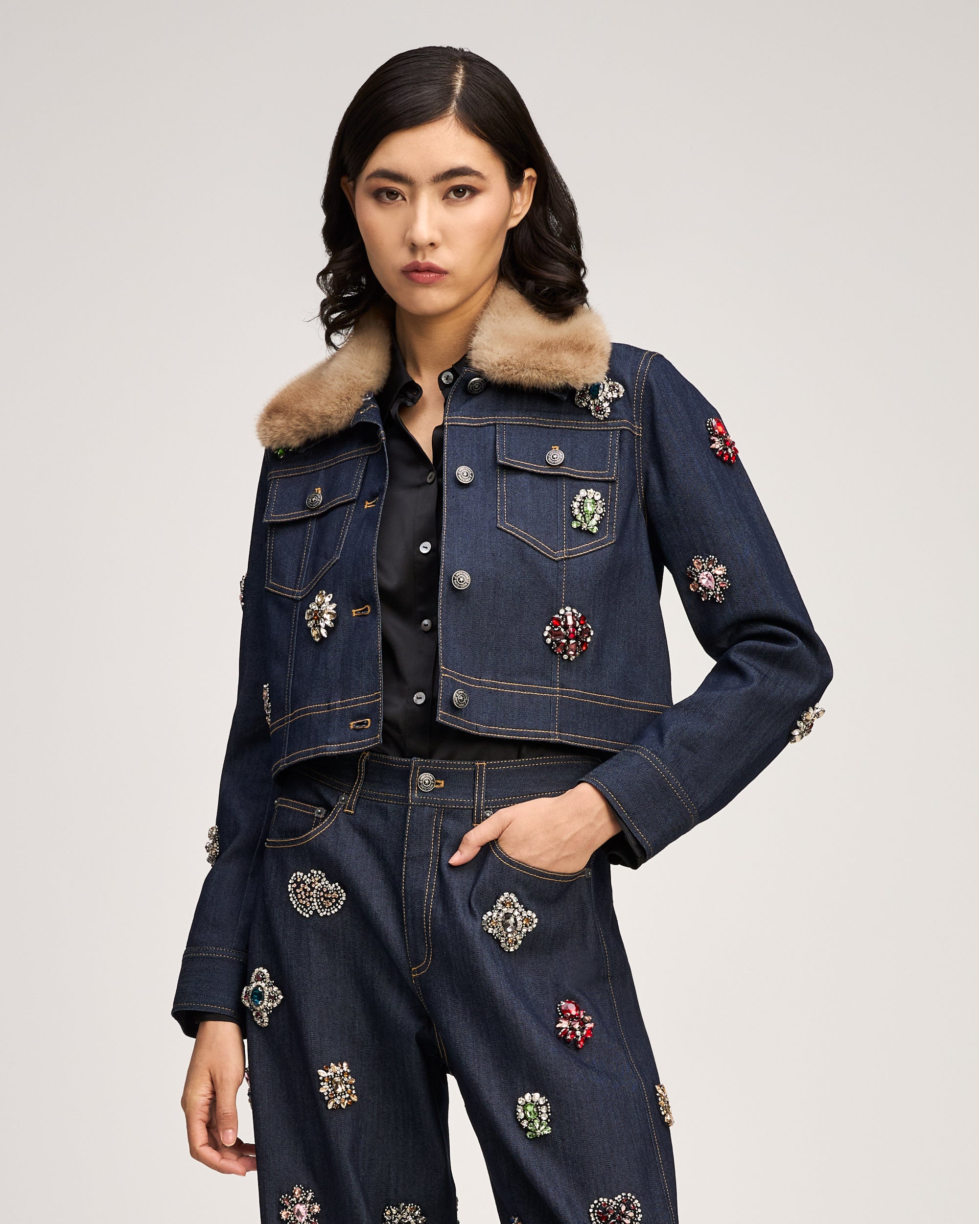 Baroque Patches Fur Collar Lexie Jacket