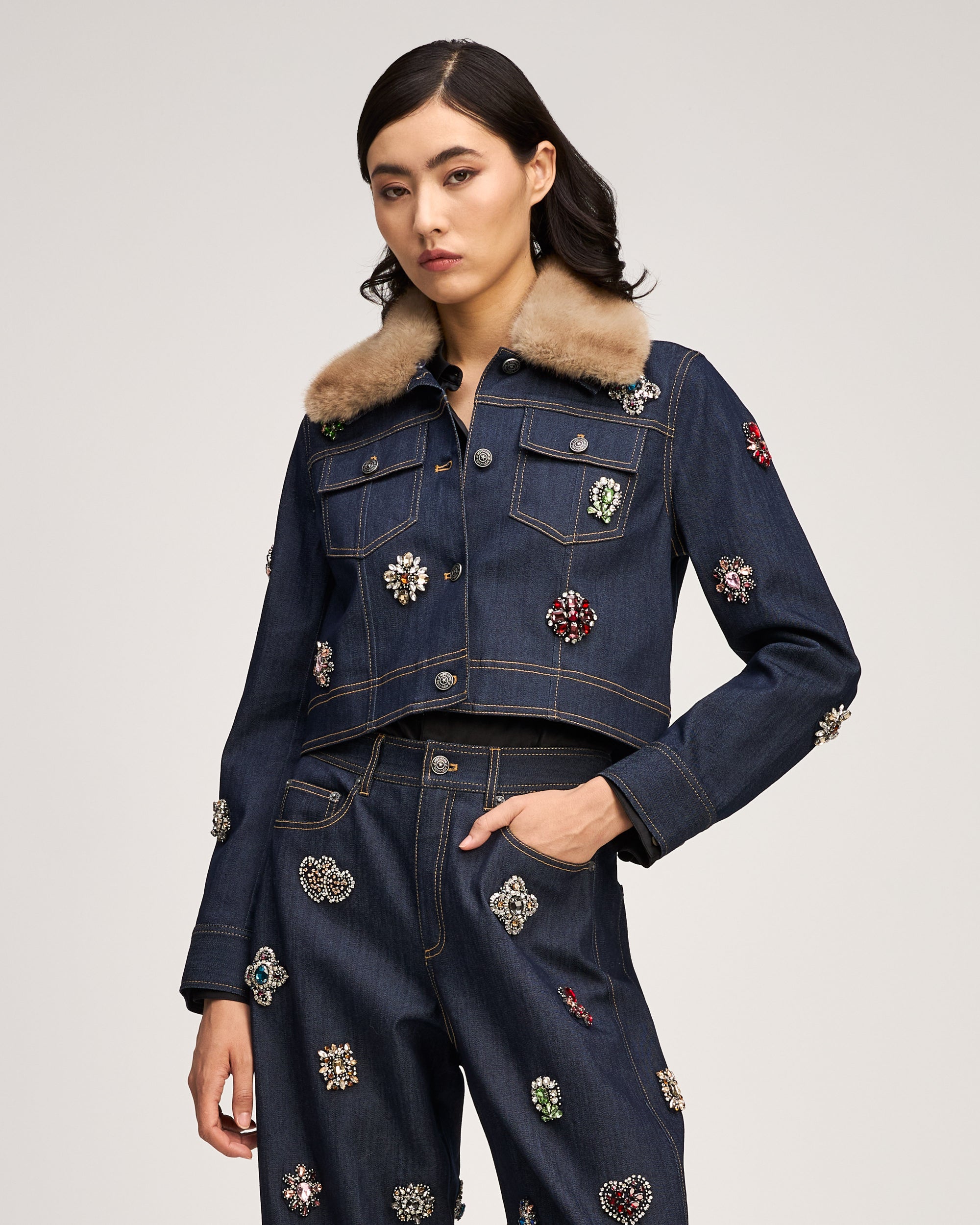 Baroque Patches Fur Collar Lexie Jacket