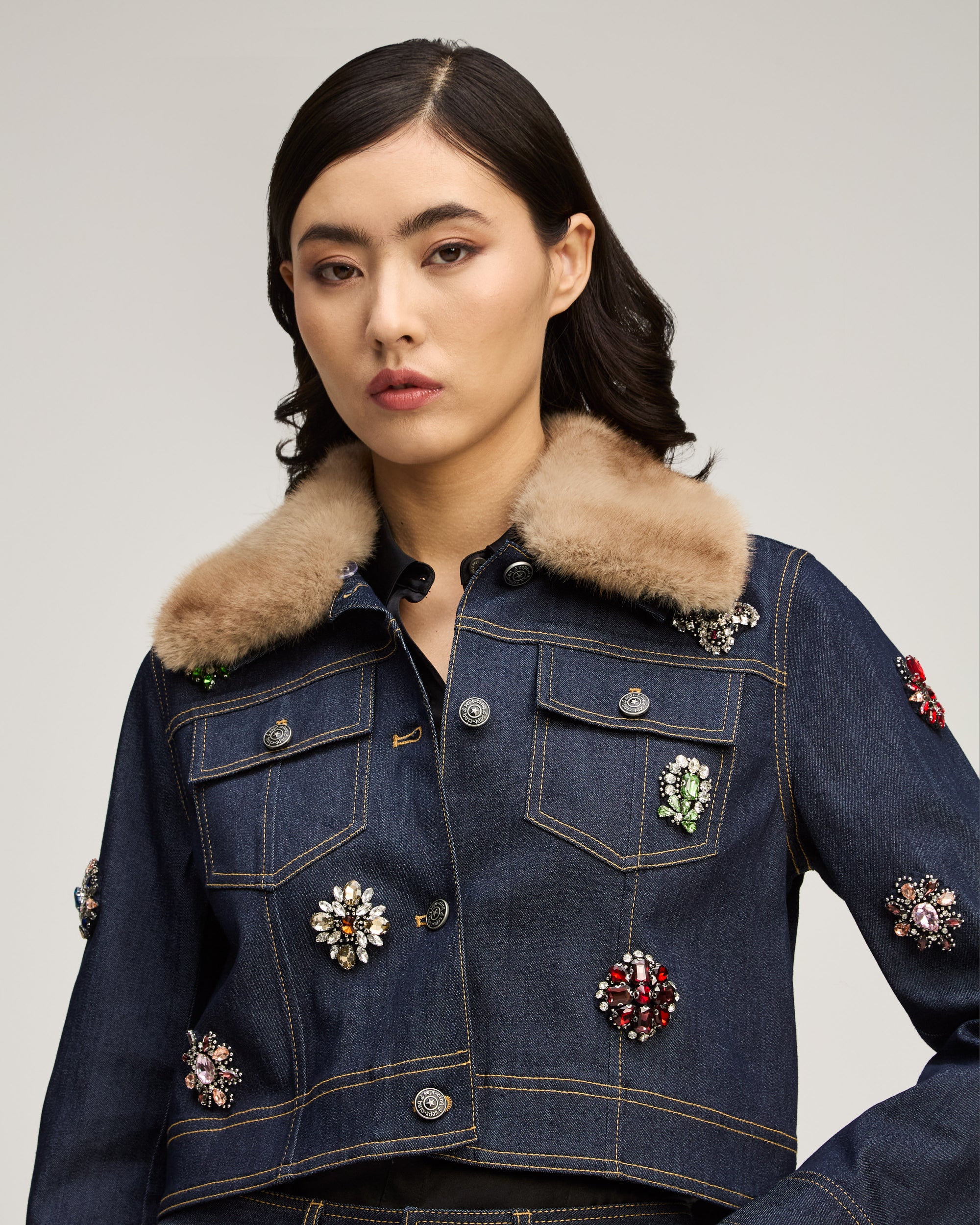 Baroque Patches Fur Collar Lexie Jacket