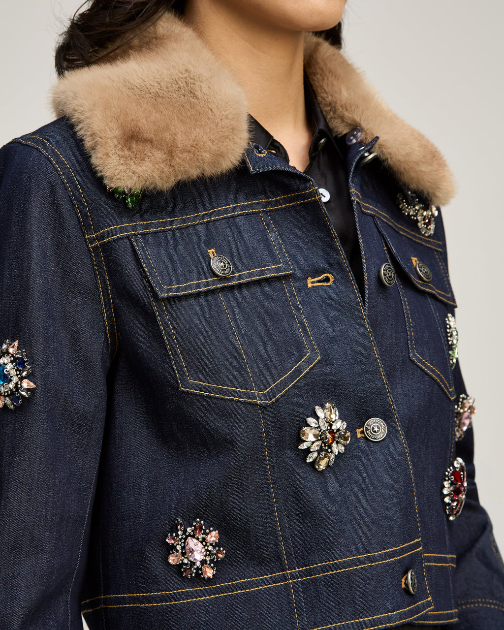 Baroque Patches Fur Collar Lexie Jacket