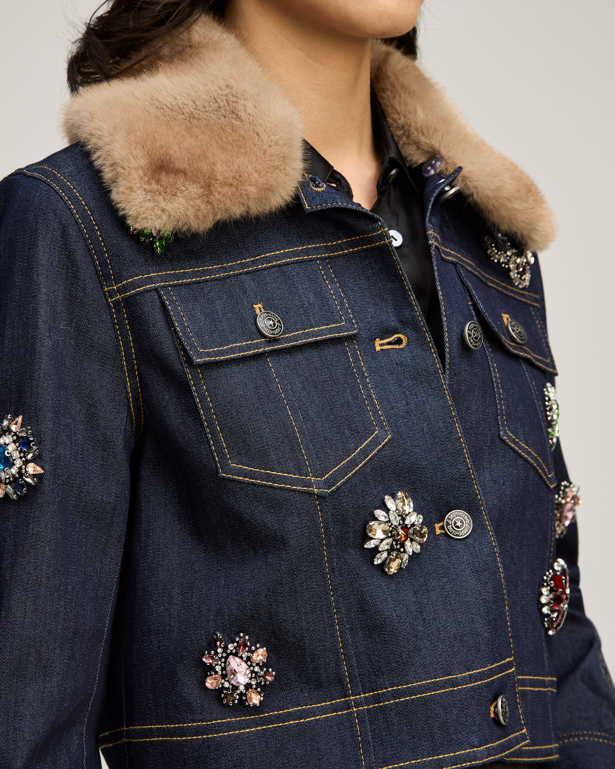 Baroque Patches Fur Collar Lexie Jacket