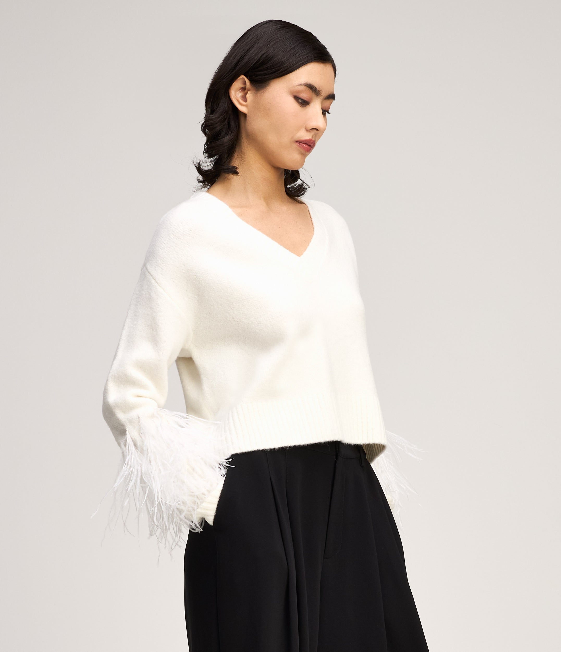 Brianne Feather V Neck Pullover