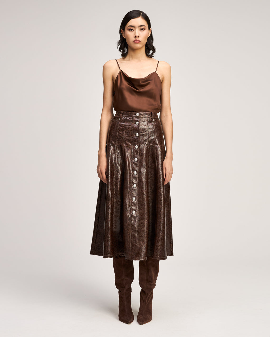 Tumbled Vegan Leather Veena Skirt