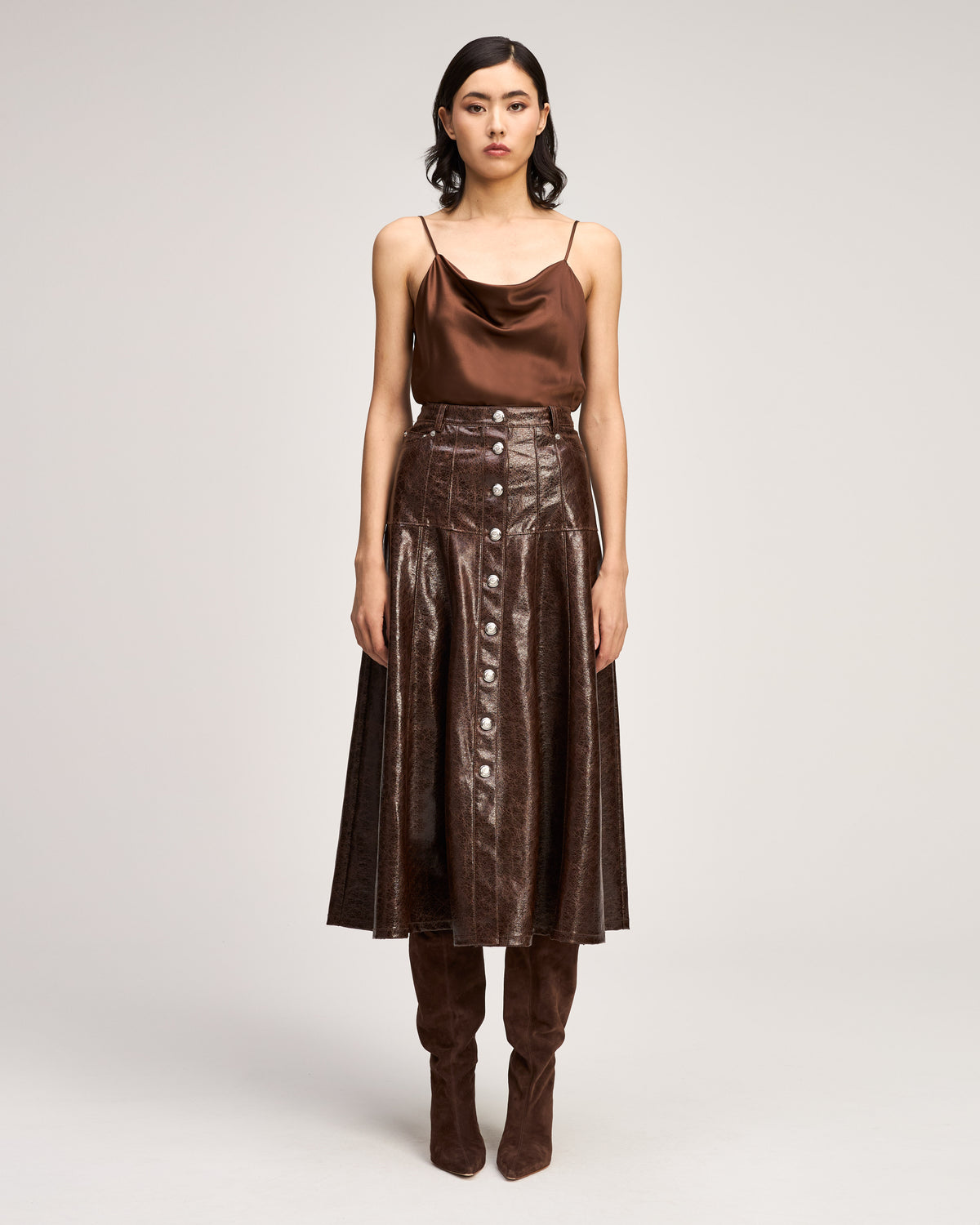 Tumbled Vegan Leather Veena Skirt