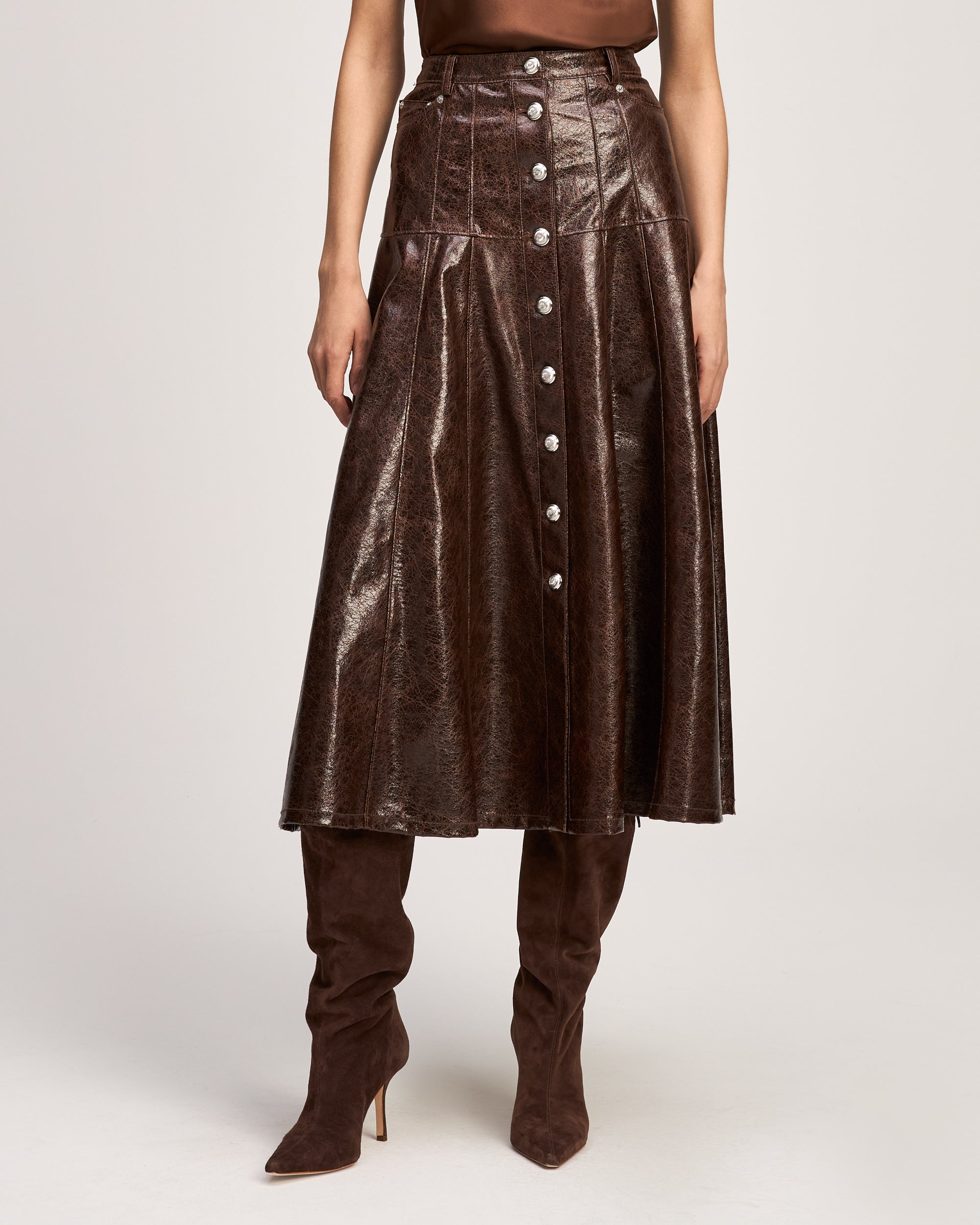 Tumbled Vegan Leather Veena Skirt
