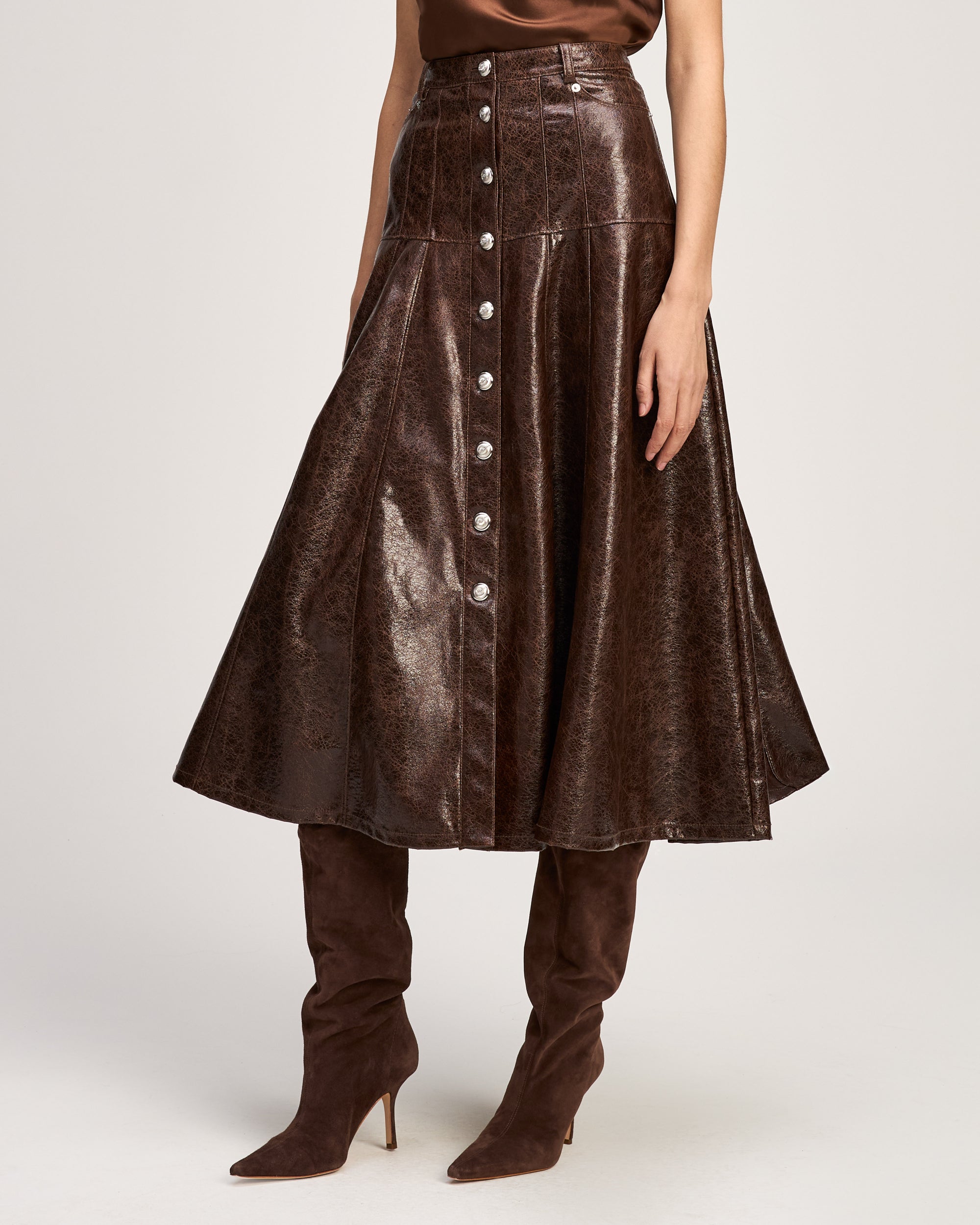 Tumbled Vegan Leather Veena Skirt