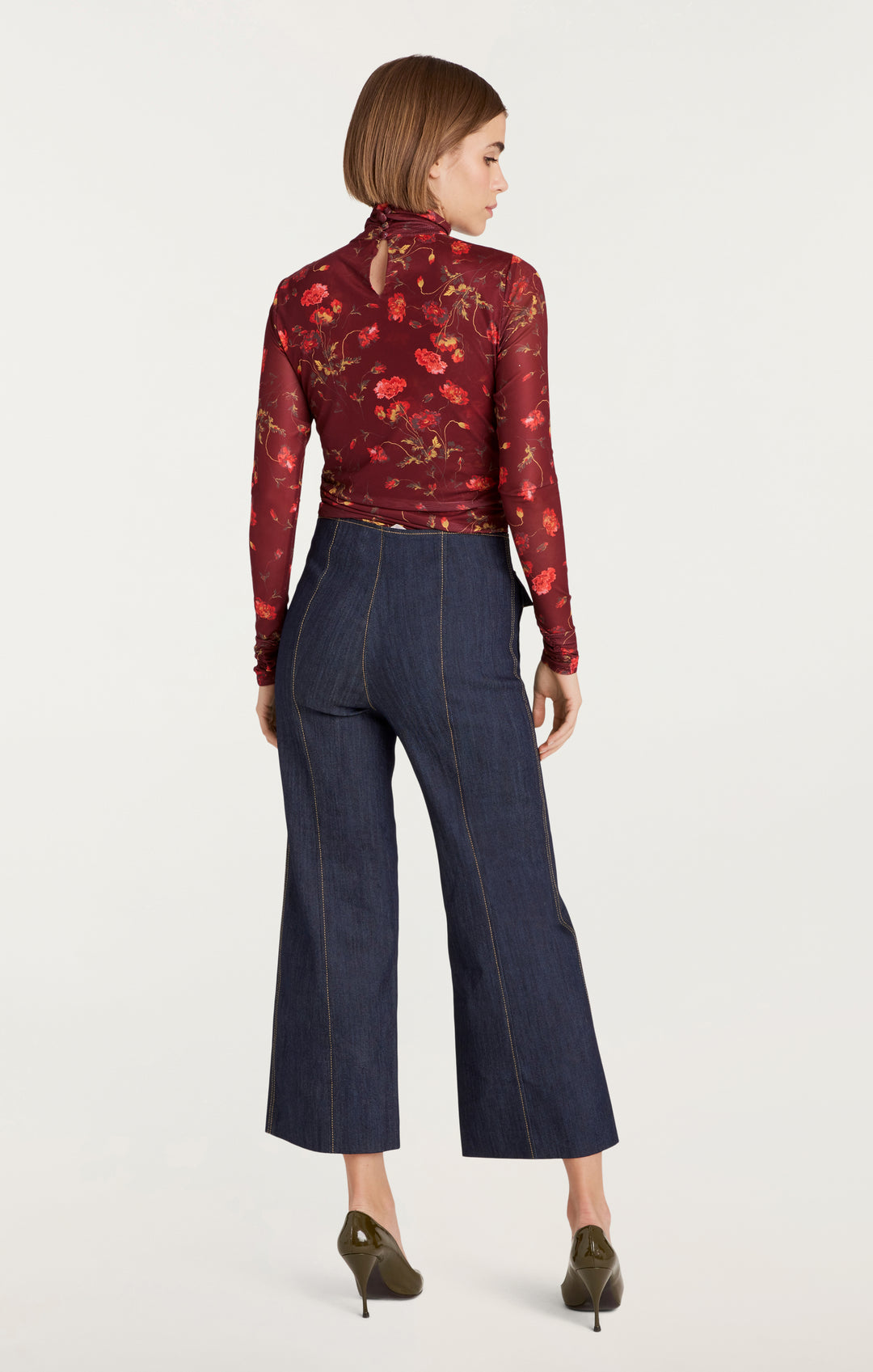 Falling Poppies Shirred Mesh Turtleneck – Cinq à Sept