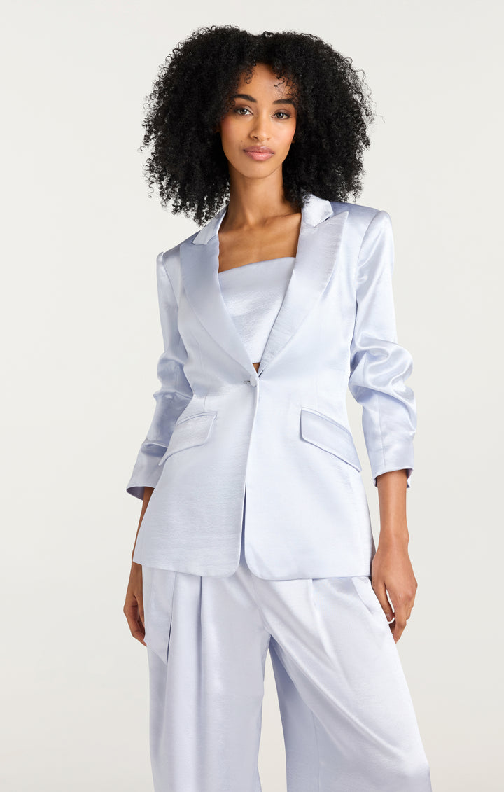 Hammered Satin Scrunched Cheyenne Blazer – Cinq à Sept Hammered Satin Scrunched Cheyenne Blazer – Cinq à Sept