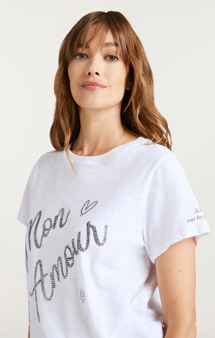Crew Neck Amour Tee in White Crew Neck Amour Tee in White