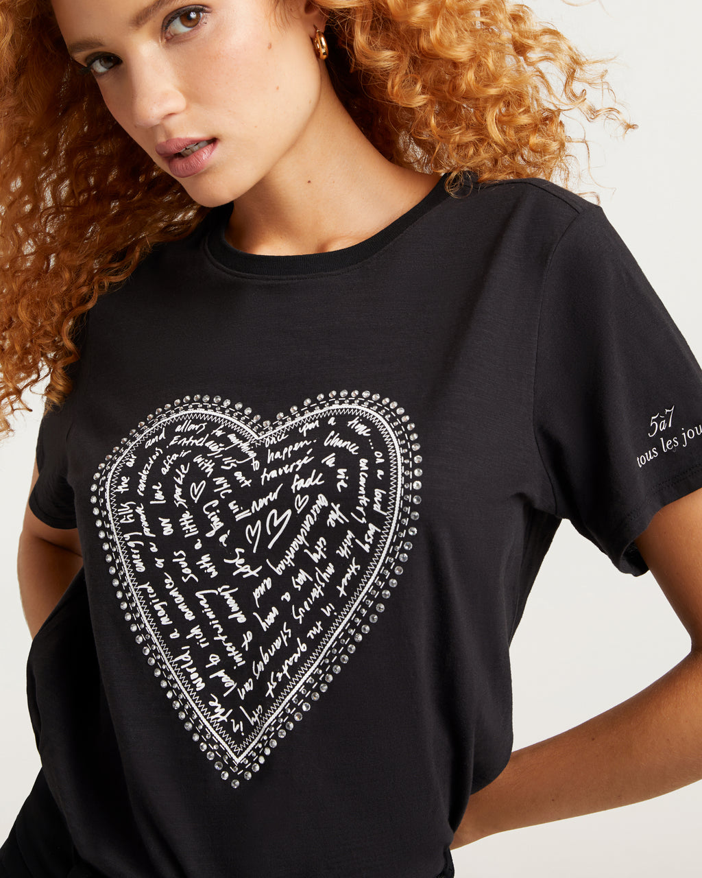 Rhinestone Love Letter Heart Tee