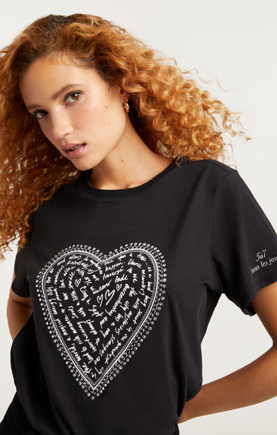 Rhinestone Love Letter Heart Tee