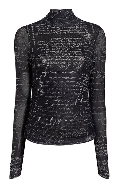 Mon Amour Shirred Mesh Turtleneck