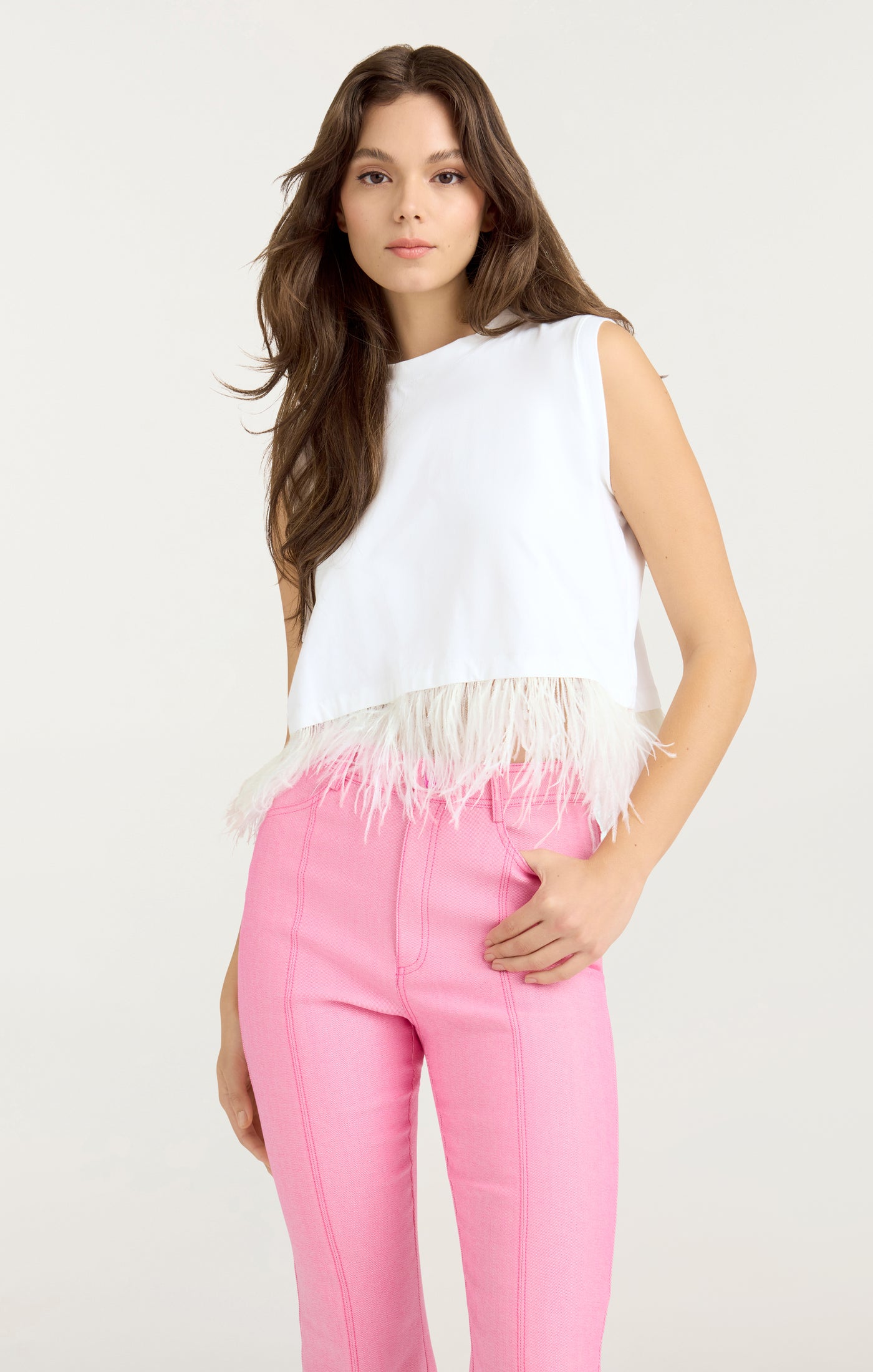 Cropped Feather Tee