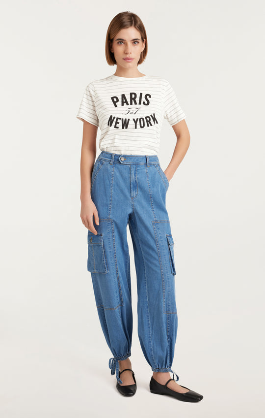 Melange Stripe Paris New York Tee