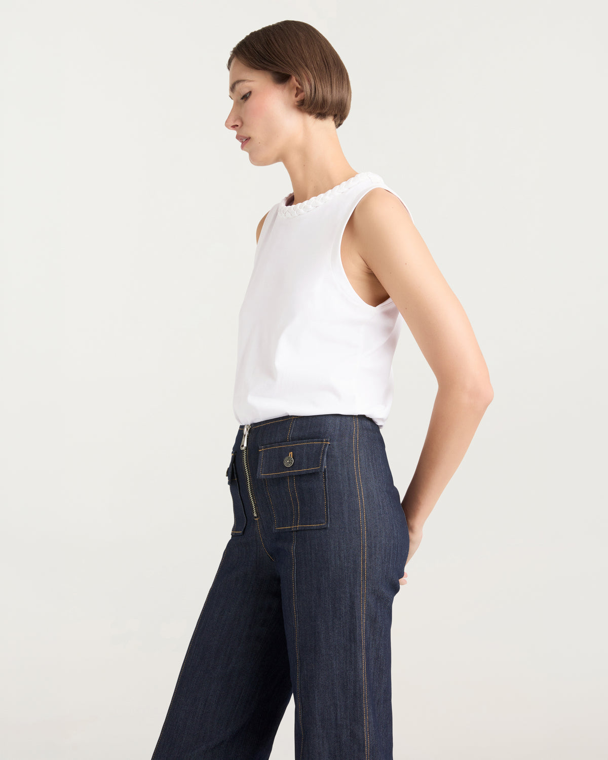 Sleeveless Braided Tee