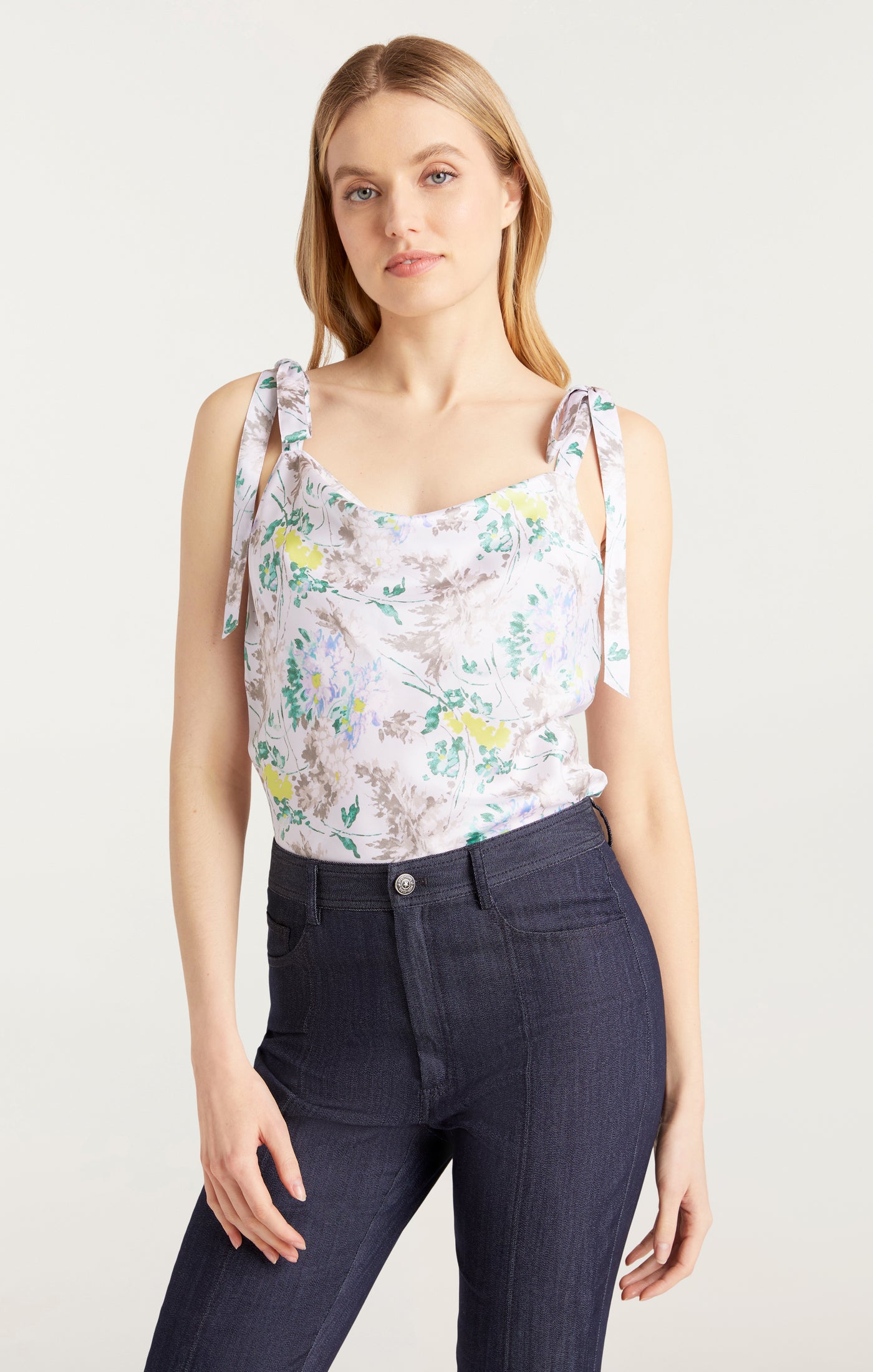 Light Washed Floral Tied Marta Cami