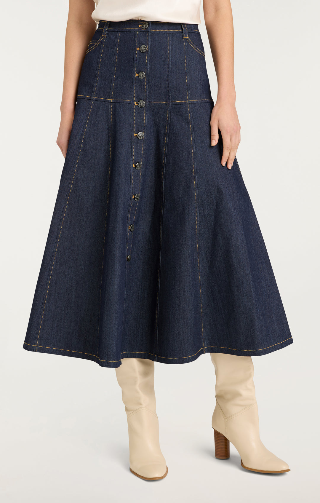 【PORTERNA】Zeki Mid-Length Skirt Chic Swing Midi Long Pleated A Line Belted Flared Skirt 3538