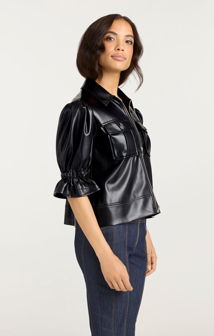 BEYOND CLOSET♥Normantic Vintage Vegan Leather Jacket NOMANTIC VINTAGE WASHING VEGAN LEATHER JACKET BLACK