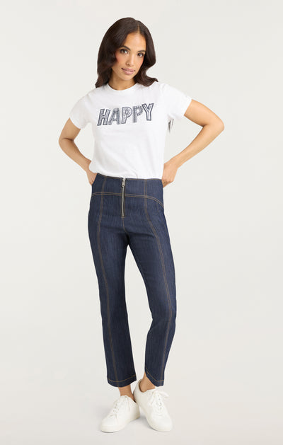 Embroidered Happy Tee