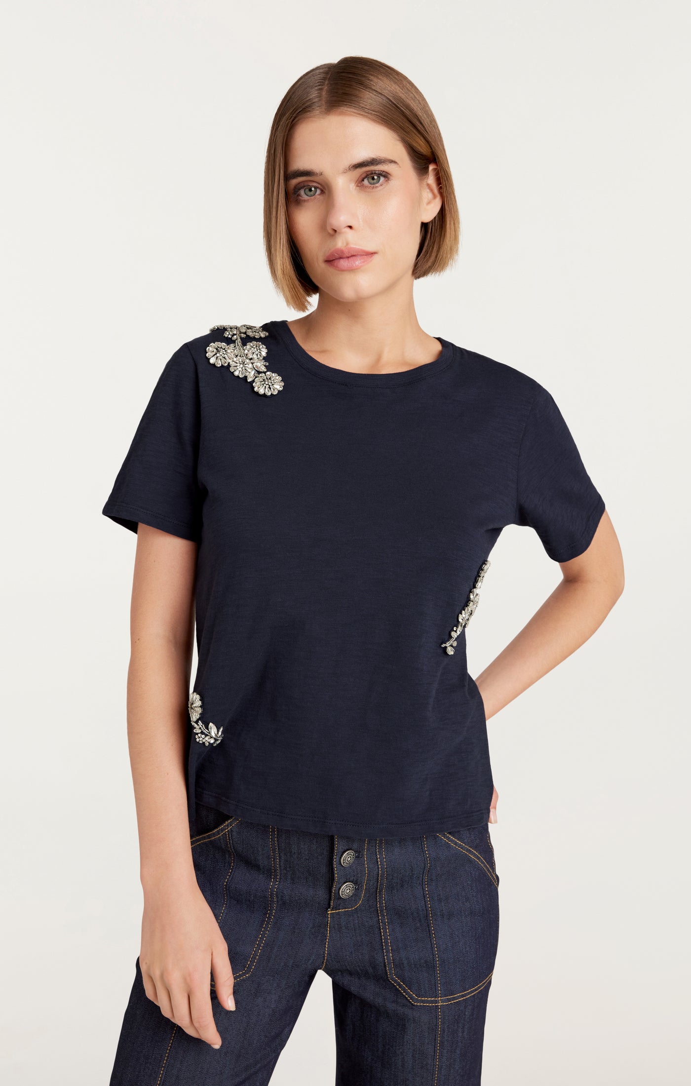 Crystal Chrysanthemum Shrunken Tee