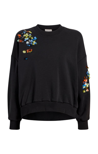 Sequin Flower Embellished Brandy Pullover