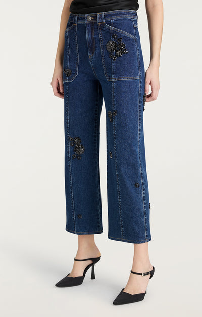 Jet Black Embellished Andy Pant