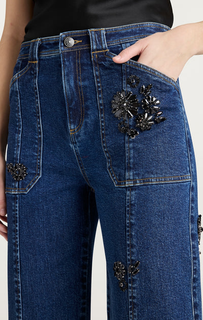 Jet Black Embellished Andy Pant