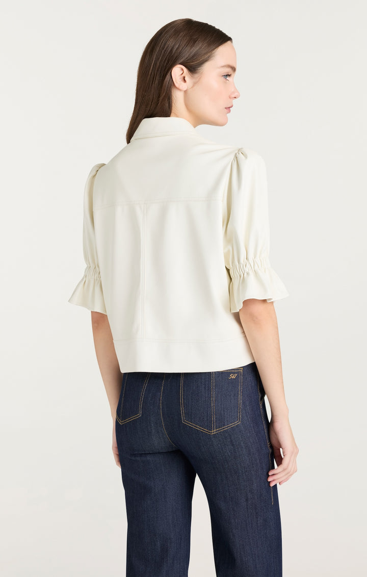 ブルゾン IRO097 Vegan Suede Cruelty Free Alpha Suede Jacket Ivory Zacharie - Alt-Suede and Faux-Fur Jacket - Beige/Creme