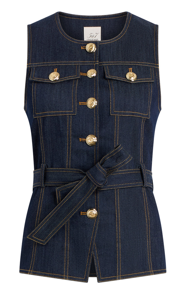 トップス Rejina vest set AM1245 Indigo Denim Reenee Vest – Cinq à Sept