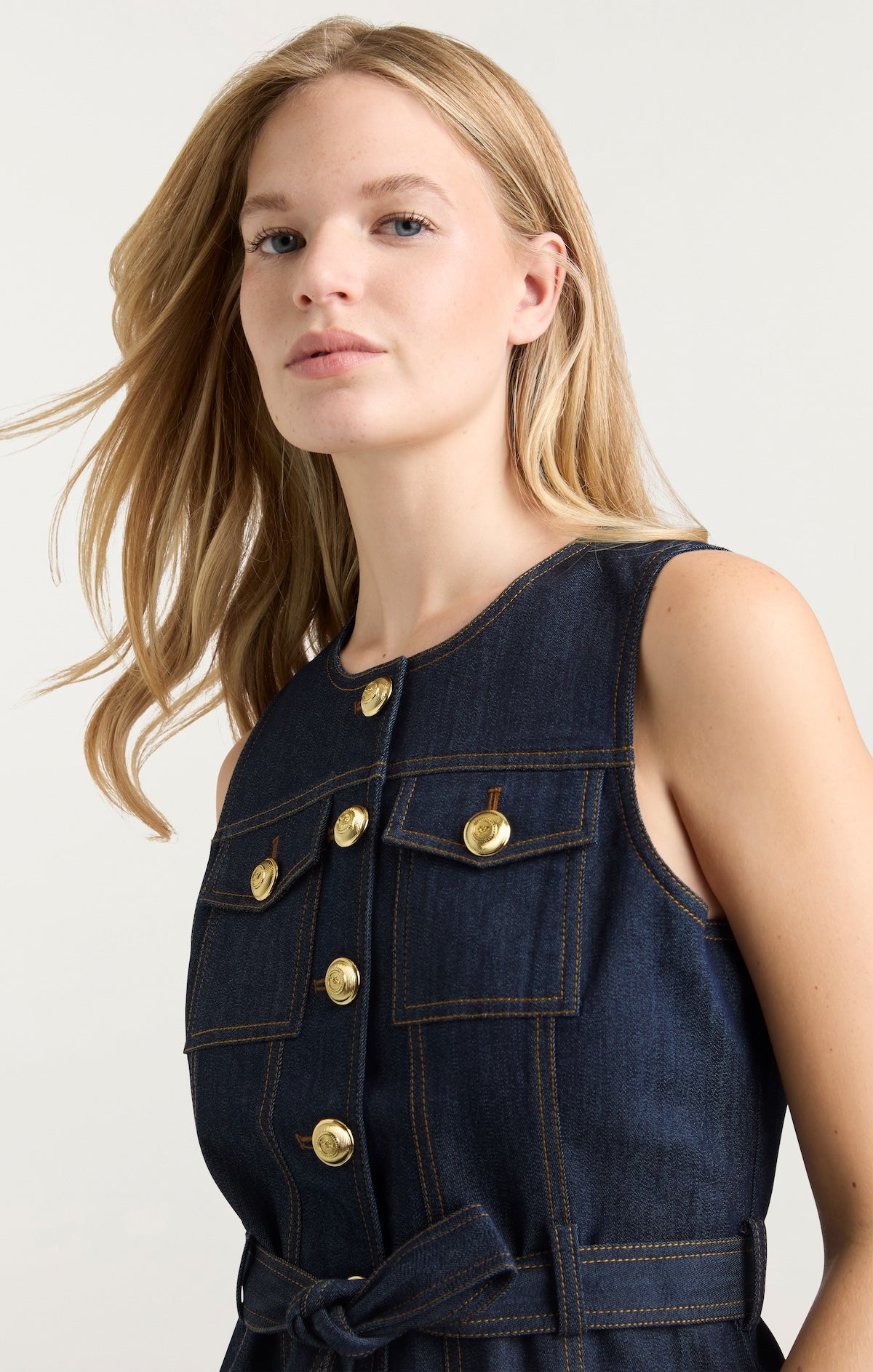 Cinq Sept Reenee Belted Denim Vest Indigo Cinq Sept Reenee Belted Denim Vest Indigo