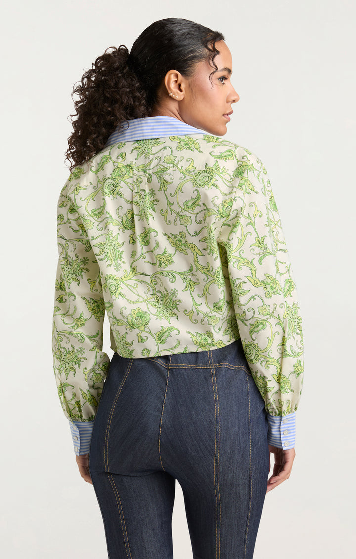 Puff Sleeve Popover Top In Plus Size - Night Owl Multi | NYDJ