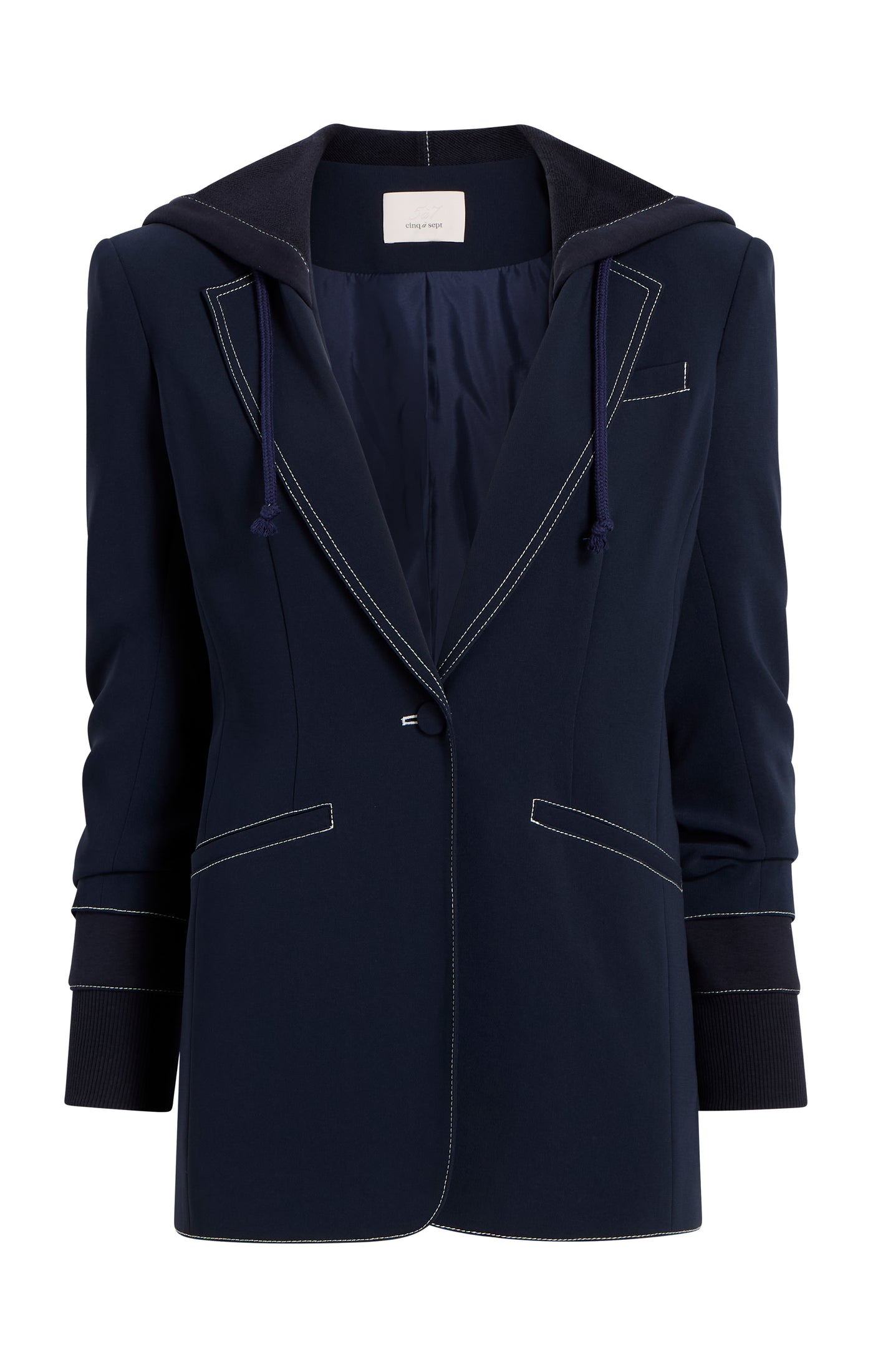 Contrast Topstitch Hooded Khloe Blazer