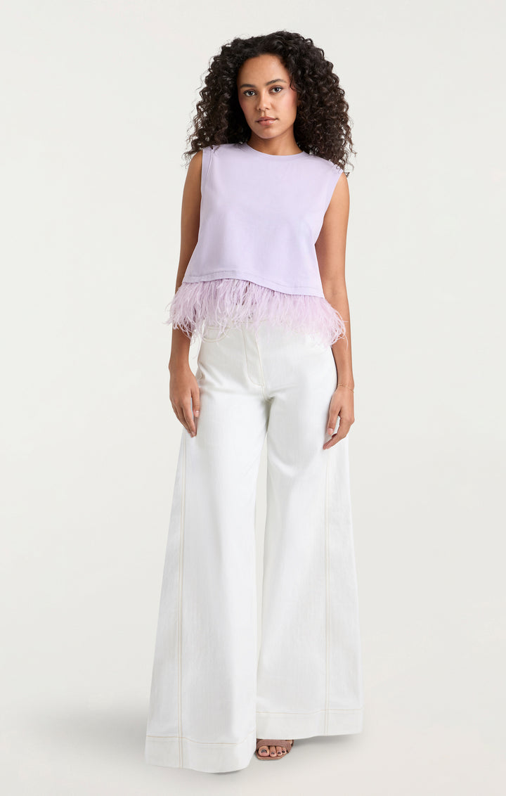 トップス unknown layered draped feather print tee Ducks Recycled Long Sleeve Crop Top – Kate Dolamore Art