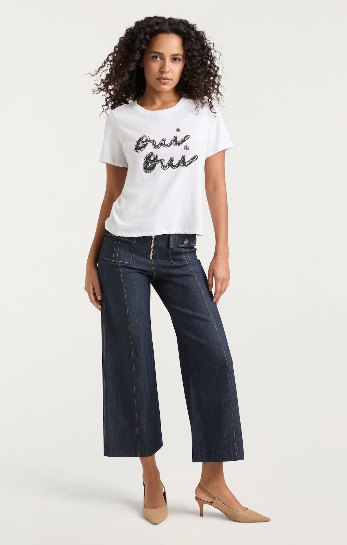 Rhinestone Oui Oui Shrunken Tee