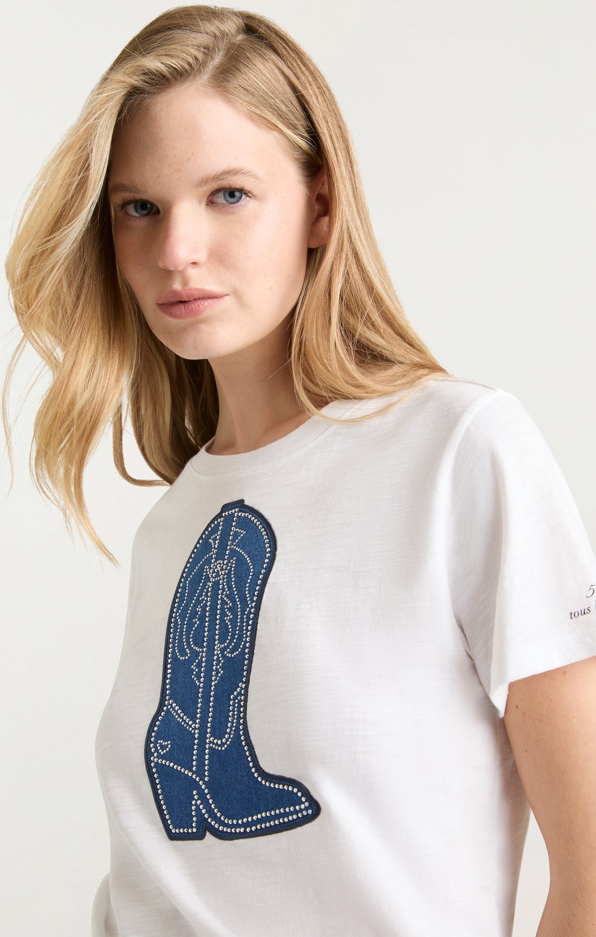 Silver Studs Jean Boot Tee