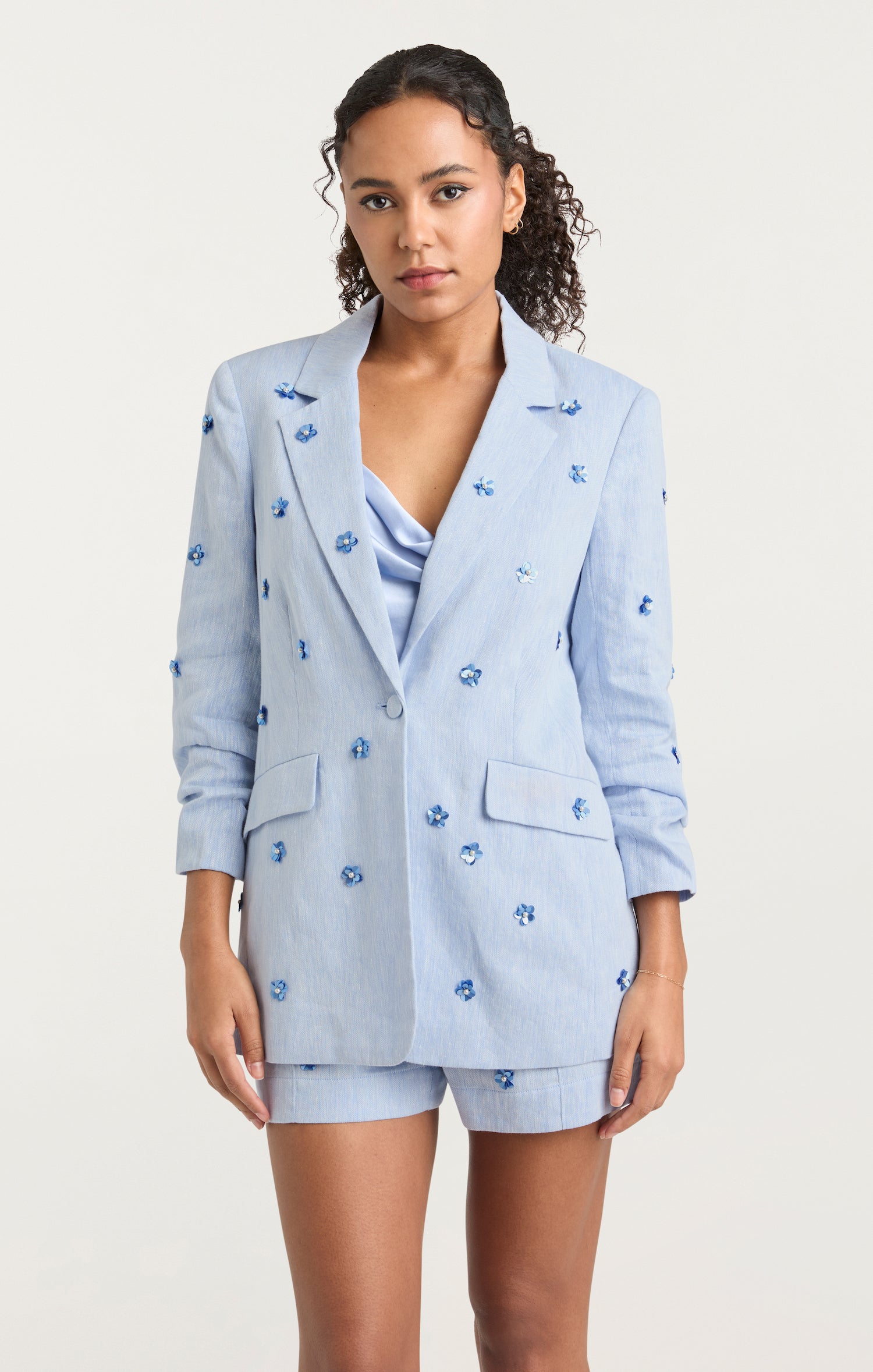 Linen Suiting Pearl Ditsy Kylie Blazer