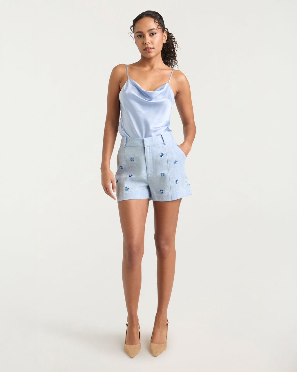Pearl Ditsy Linen Suiting Tora Short