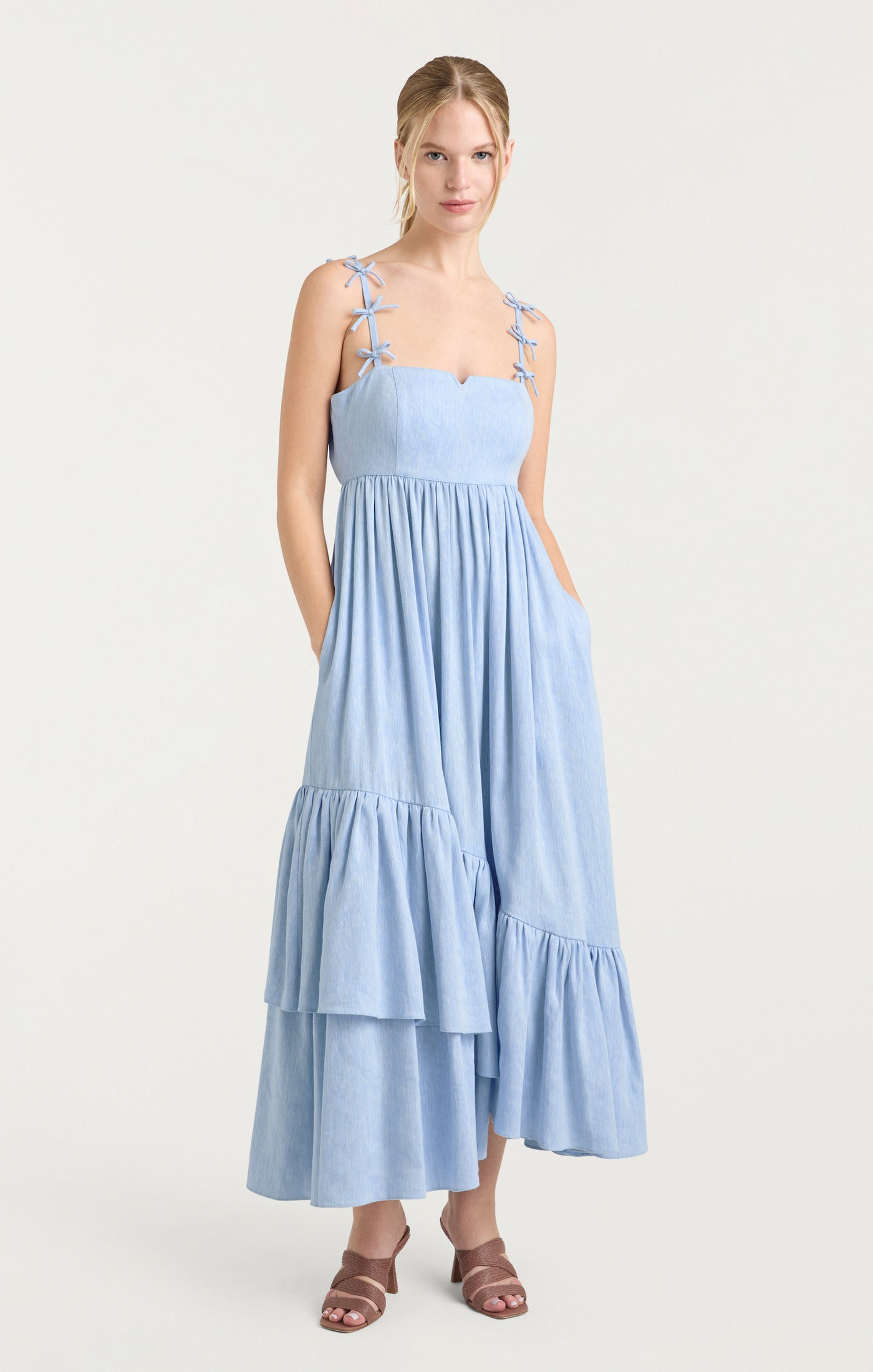 bailey blue maxi dress Bailey Thin Strap Stripped Tiered Maxi Dress