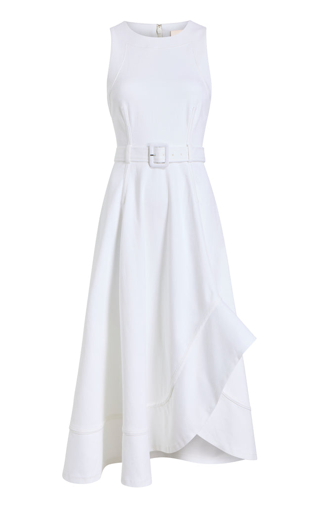 damie♡ Daphne - Rib Knit Contrast Midaxi Dress - Cream/Black