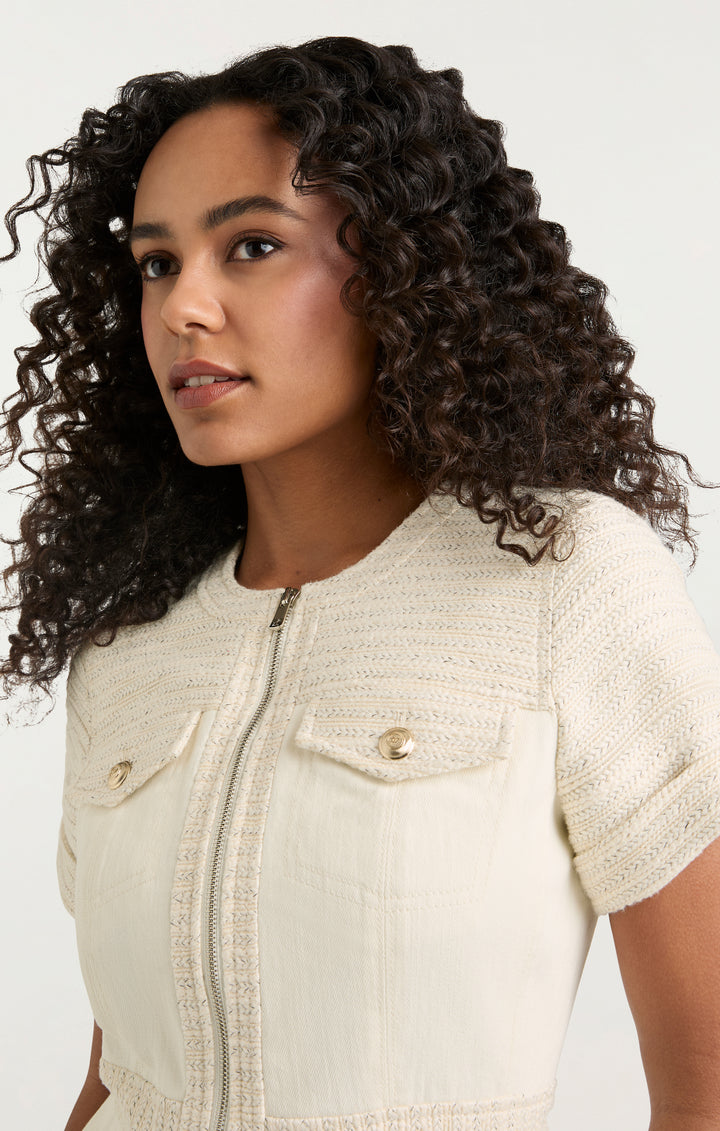 ワンピース PLAIN FW25 TWEED MULTICOLOR DRESS (465114366 980) Darma Floral Print Mini Dress UNITY ECRU WHITE | ALLSAINTS US