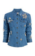 Crystal Ditsy Floral Scrunched Jean Jacket