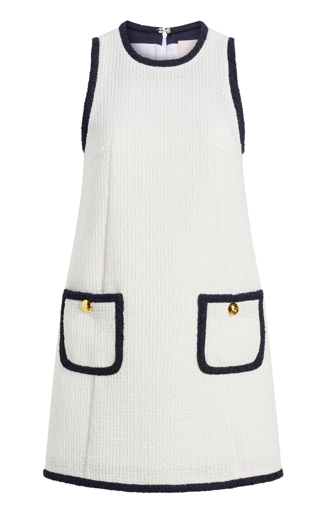 blue and white contrast dress Simona Maghen Racer Neck Contrast Collar Dress Blue/White 2-12 10 / Blue Belle main image 0