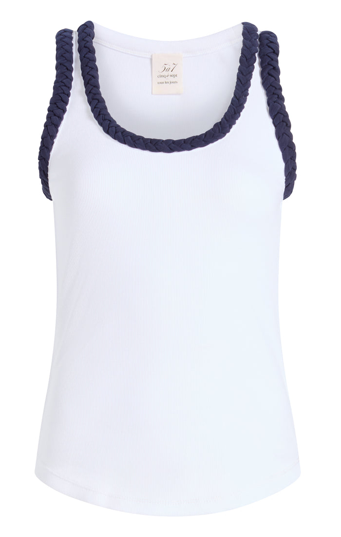 cinq à sept Braided Tank Top White/navy