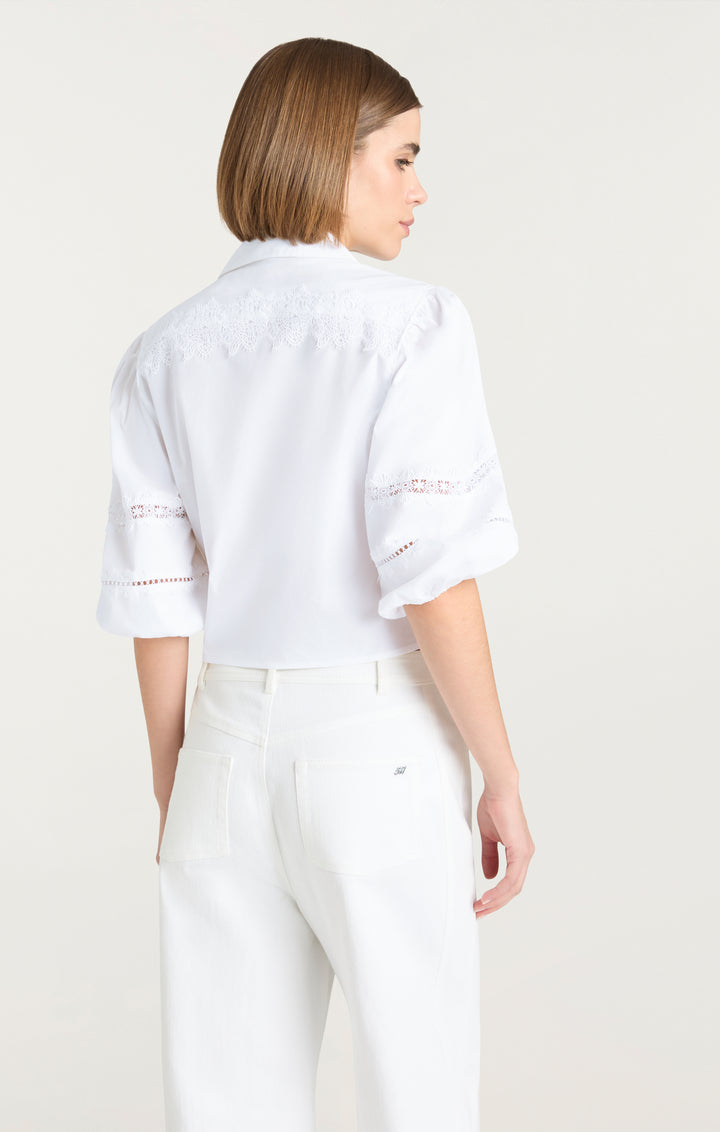 【I AM MARI】Wrinkle Short Sleeve Wide Pleat Banding PT Set Port Authority Women's Stretch Heather Open Neck Top